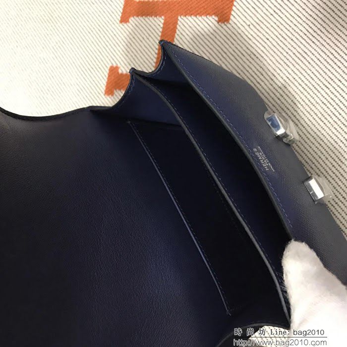 HERMES愛馬仕 H空姐包 進口原廠EP皮 頂級蜜蠟製作 街拍必備單品 寶蘭金銀 單肩斜挎包  Ama1569
